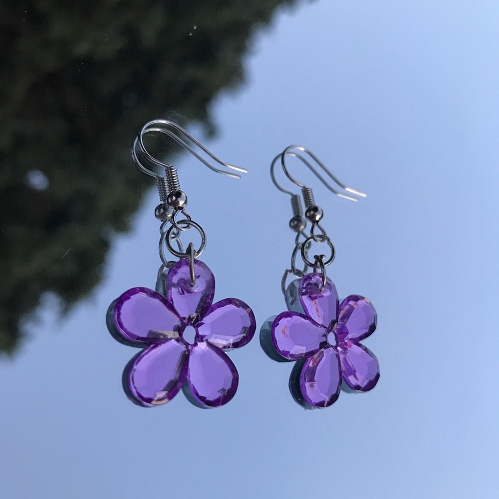 Y2k purple flower earrings